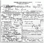 Death Certificate of Cuno, Howard Gene