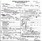 Death certificate of Fisher, Frances M. Baynham