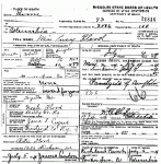 Death certificate of Flood, Lucy Evalena