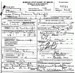 Death certificate of Gathright, Mary Francis Giboney