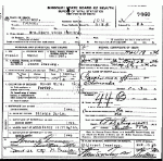 Death certificate of Herring, Clara V. Davis