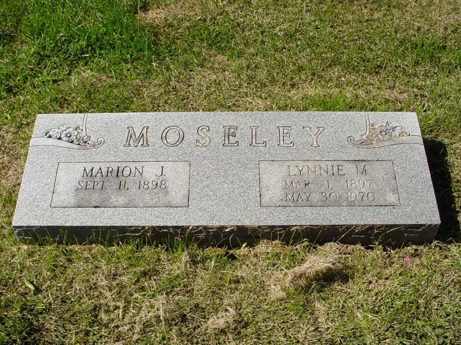  Marion & Lynnie Moseley Headstone Photo, Auxvasse Cemetery, Callaway County genealogy
