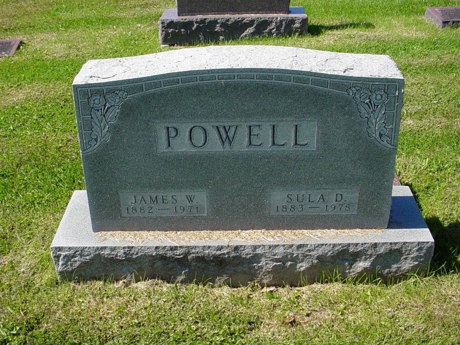 James & Sula Powell Headstone Photo, Auxvasse Cemetery, Callaway County genealogy