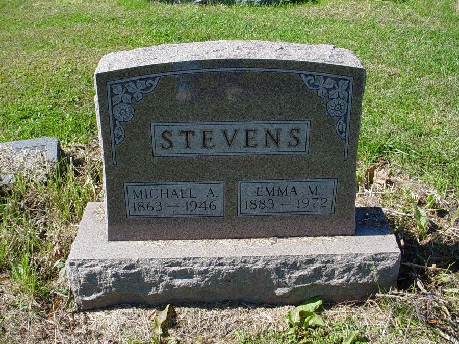  Michael Stevens and Emma Miller Headstone Photo, Auxvasse Cemetery, Callaway County genealogy