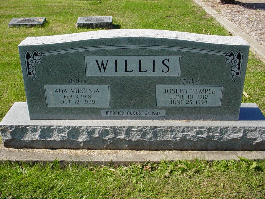  Joseph T. and Ada V. Willis Headstone Photo, Auxvasse Cemetery, Callaway County genealogy