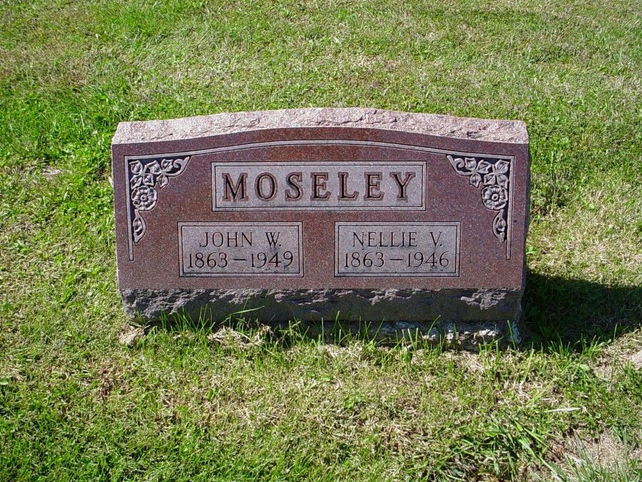  John W. and Nellie V. Moseley Headstone Photo, Auxvasse Cemetery, Callaway County genealogy