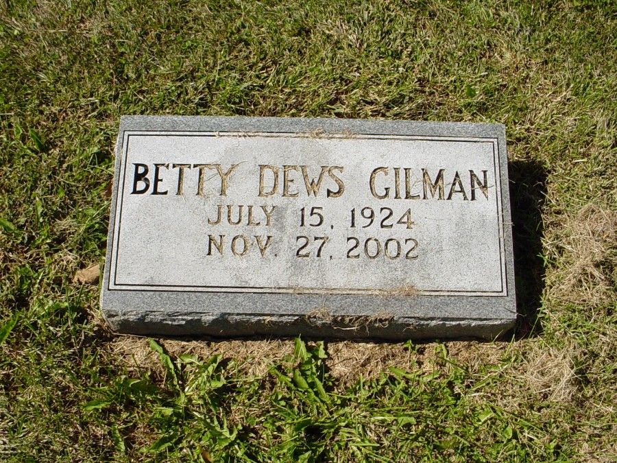  Betty Dews Gilman Headstone Photo, Auxvasse Cemetery, Callaway County genealogy