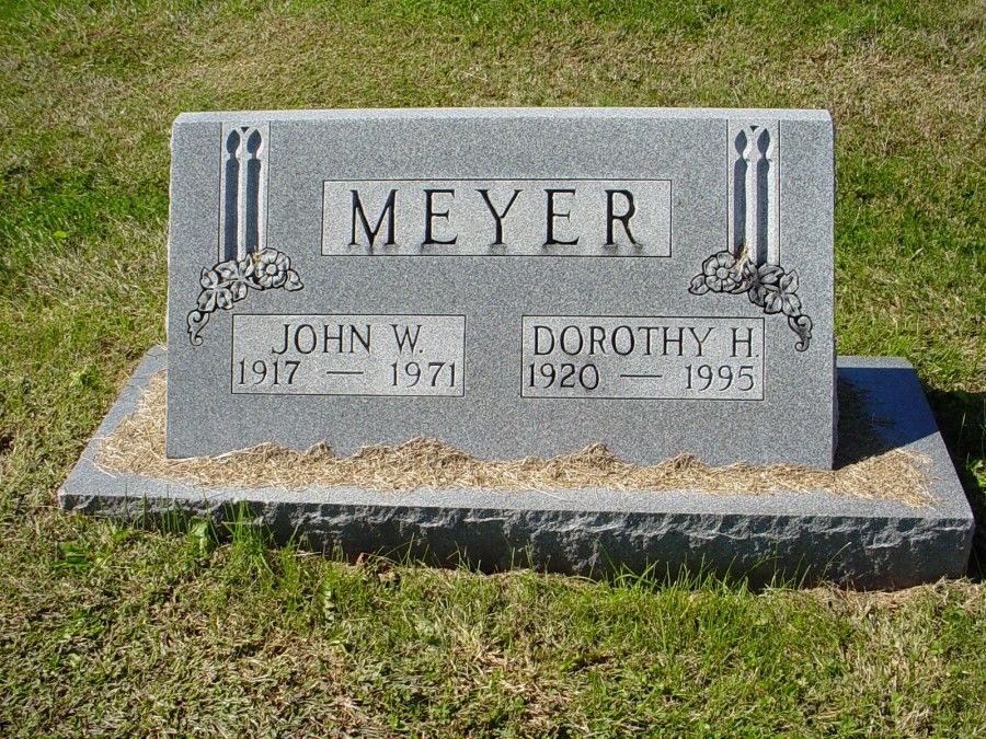  John W. & Dorothy H. Meyer Headstone Photo, Auxvasse Cemetery, Callaway County genealogy