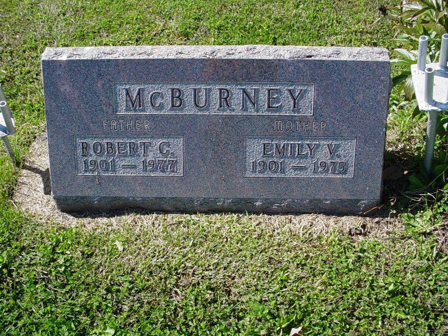  Robert C. & Emily V. McBurney Headstone Photo, Auxvasse Cemetery, Callaway County genealogy
