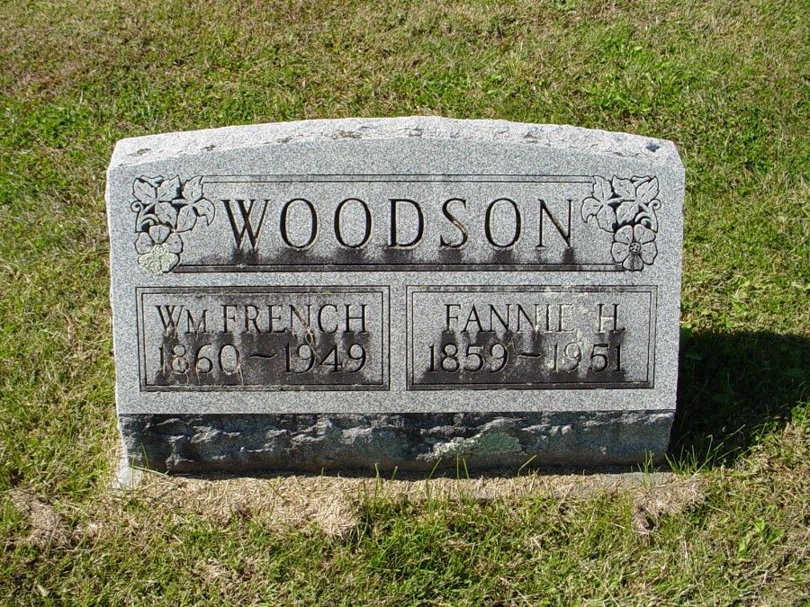  William F. Woodson & Fannie Hamilton Headstone Photo, Auxvasse Cemetery, Callaway County genealogy