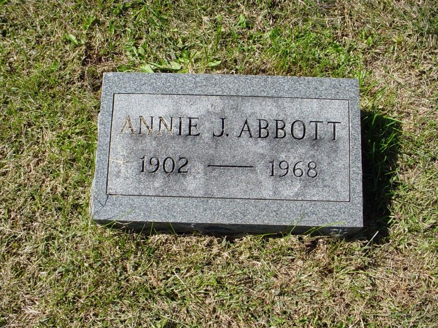  Annie J. Abbott Headstone Photo, Auxvasse Cemetery, Callaway County genealogy
