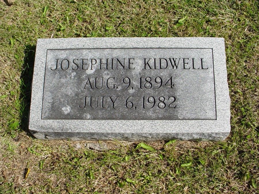  Josephine Kidwell Headstone Photo, Auxvasse Cemetery, Callaway County genealogy