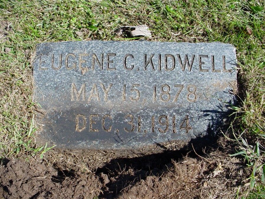  Eugene Campbell Kidwell Headstone Photo, Auxvasse Cemetery, Callaway County genealogy