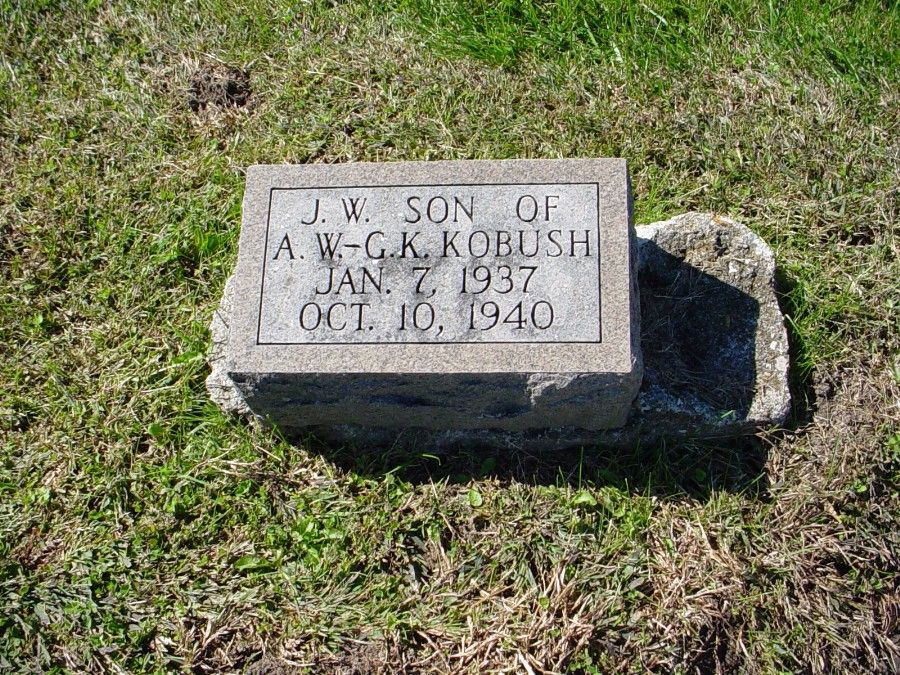  John William Kobush Headstone Photo, Auxvasse Cemetery, Callaway County genealogy