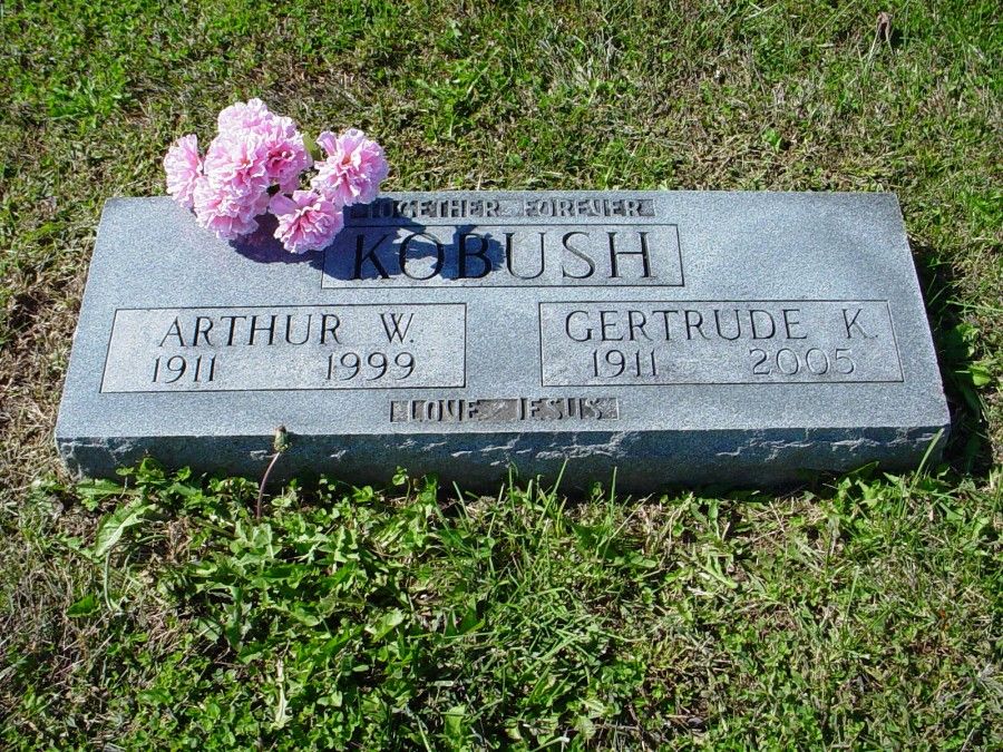  Arthur W. Kobush & Gertrude Knipp Headstone Photo, Auxvasse Cemetery, Callaway County genealogy