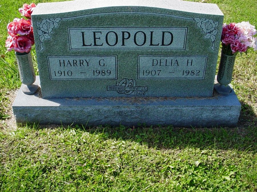  Harry G. & Delia H. Leopold Headstone Photo, Auxvasse Cemetery, Callaway County genealogy