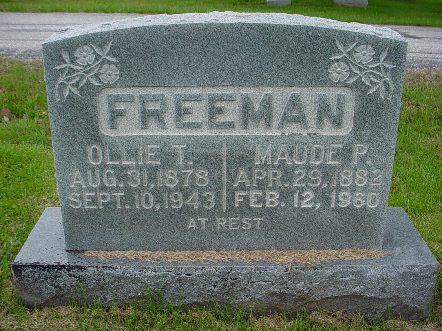  Ollie T. and Maude P. Freeman Headstone Photo, Auxvasse Cemetery, Callaway County genealogy