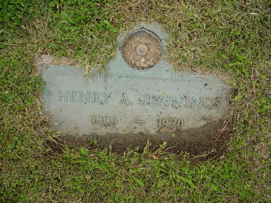  Henry A. Jennings Headstone Photo, Auxvasse Cemetery, Callaway County genealogy