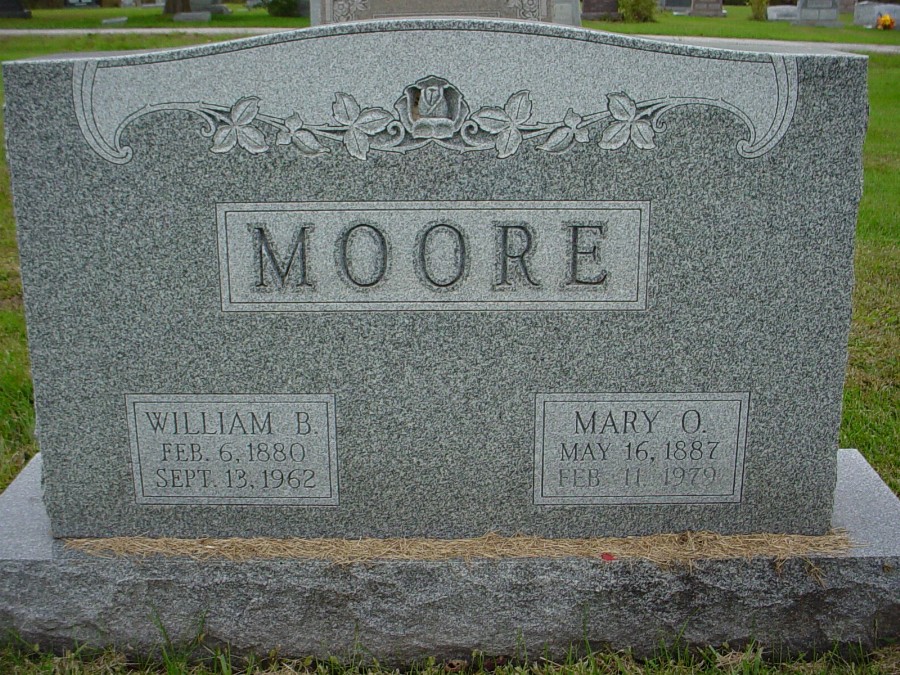  William B. & Mary O. Moore Headstone Photo, Auxvasse Cemetery, Callaway County genealogy