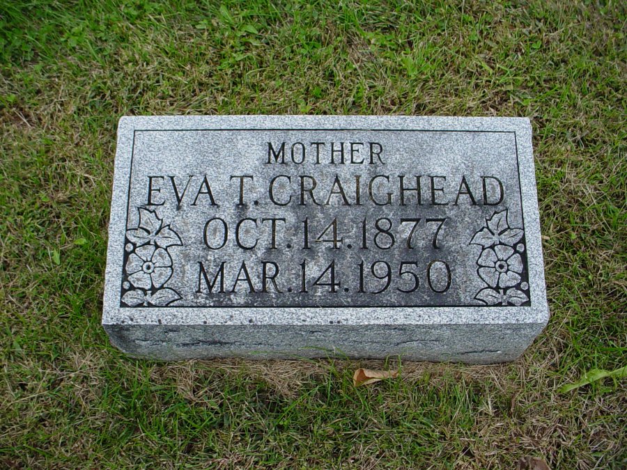  Alma Eveline Thomas Craighead Headstone Photo, Auxvasse Cemetery, Callaway County genealogy