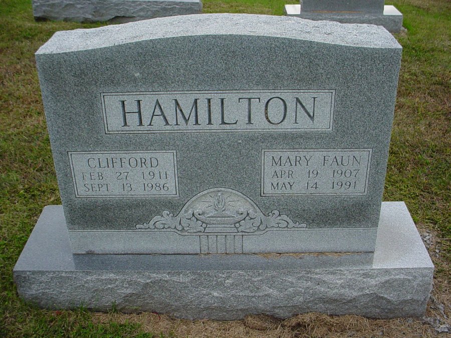  Clifford & Mary Faun Hamilton Headstone Photo, Auxvasse Cemetery, Callaway County genealogy