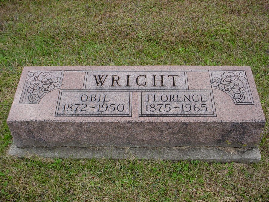  William O. & Florence Wright Headstone Photo, Auxvasse Cemetery, Callaway County genealogy
