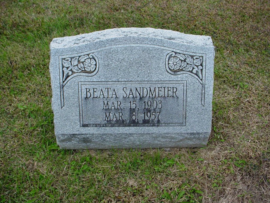  Beata C. Bacher Sandmeier Headstone Photo, Auxvasse Cemetery, Callaway County genealogy