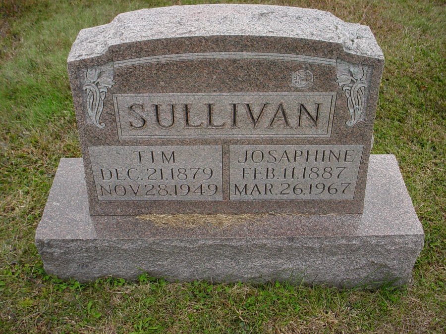  Tim & Josaphine Sullivan Headstone Photo, Auxvasse Cemetery, Callaway County genealogy