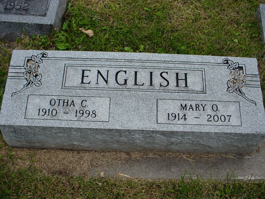 Otha C. English & Mary O. Largent Headstone Photo, Auxvasse Cemetery, Callaway County genealogy