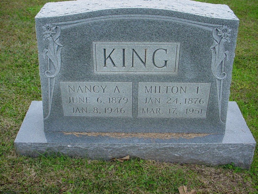  Milton T. King & Nancy A. Spiers Headstone Photo, Auxvasse Cemetery, Callaway County genealogy