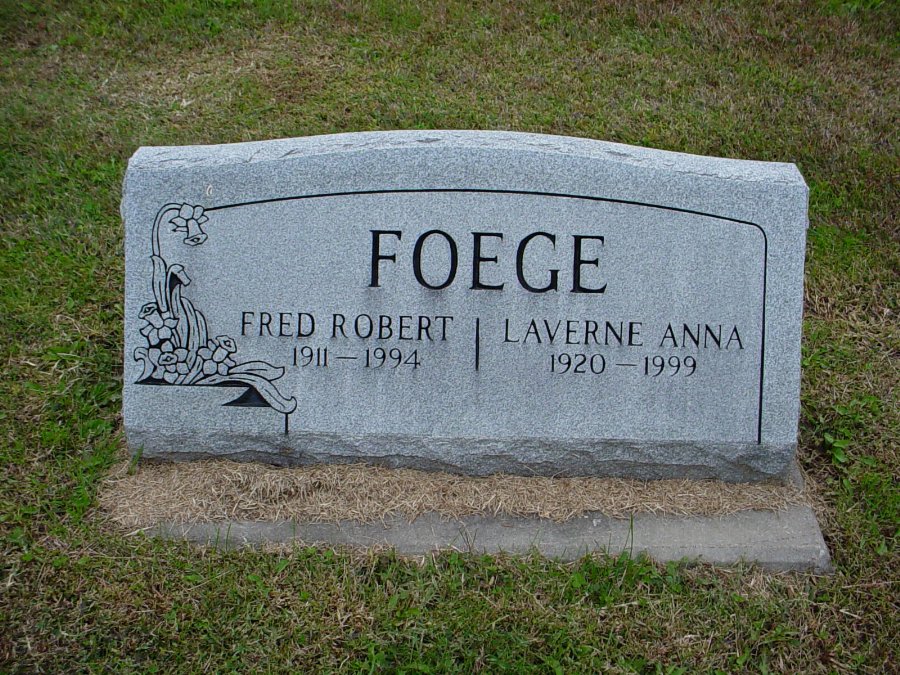  Fred R. & Laverne A. Foege Headstone Photo, Auxvasse Cemetery, Callaway County genealogy