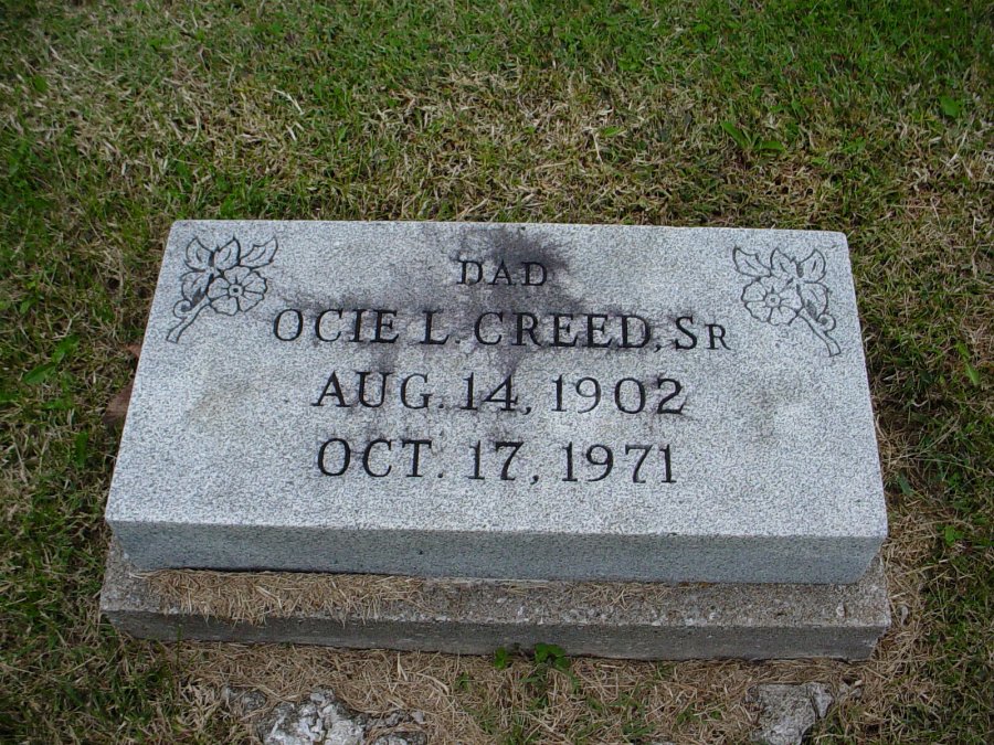  Ocie L. Creed Sr. Headstone Photo, Auxvasse Cemetery, Callaway County genealogy
