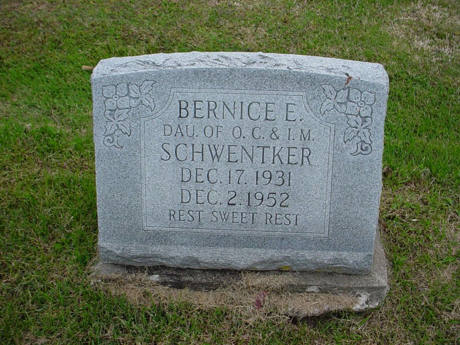  Bernice E. Schwentker Headstone Photo, Auxvasse Cemetery, Callaway County genealogy