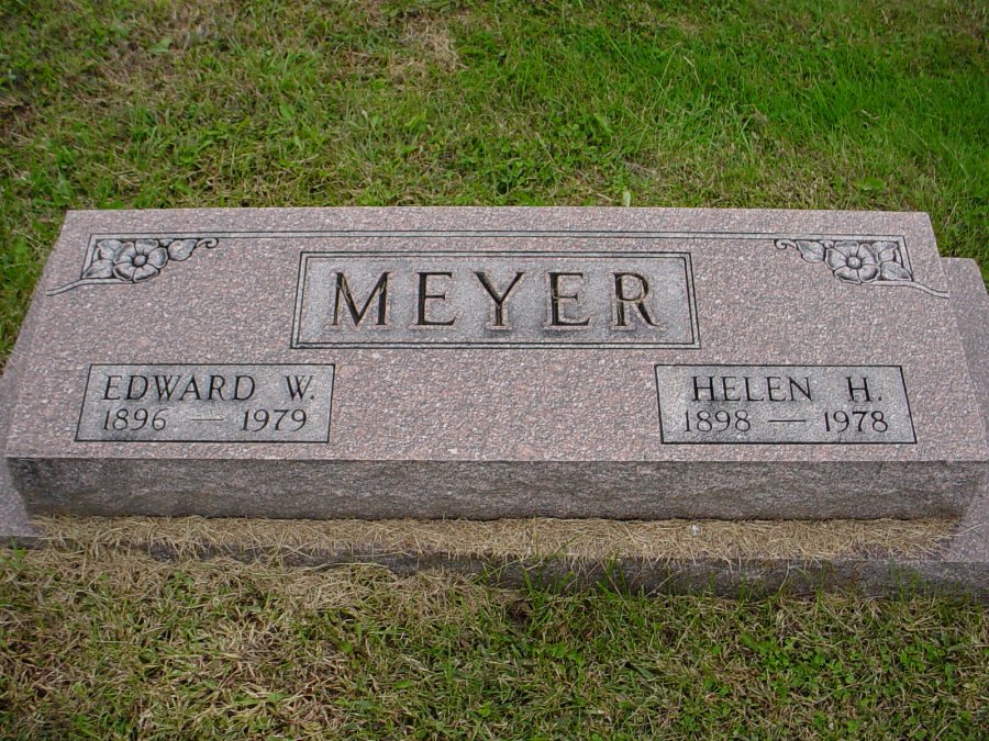  Edward W. & Helen H. Meyer Headstone Photo, Auxvasse Cemetery, Callaway County genealogy