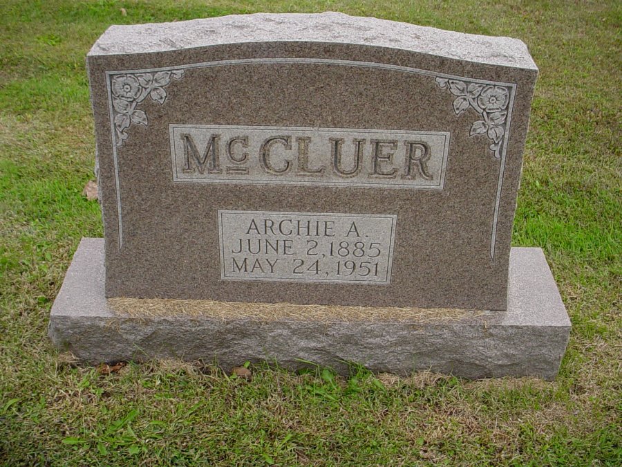  Archie Alexander McCluer Headstone Photo, Auxvasse Cemetery, Callaway County genealogy