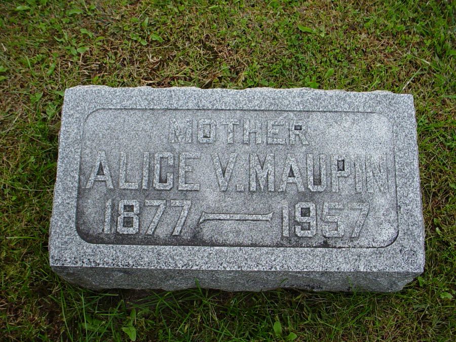 Alice Virginia Yates Maupin Headstone Photo, Auxvasse Cemetery, Callaway County genealogy