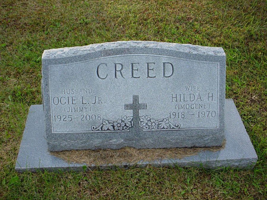  Ocie L. Creed Jr. & Hilda Hughes Headstone Photo, Auxvasse Cemetery, Callaway County genealogy