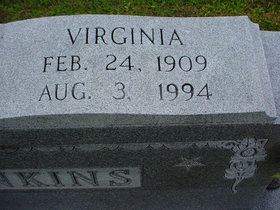  Virginia Jenkins Headstone Photo, Auxvasse Cemetery, Callaway County genealogy