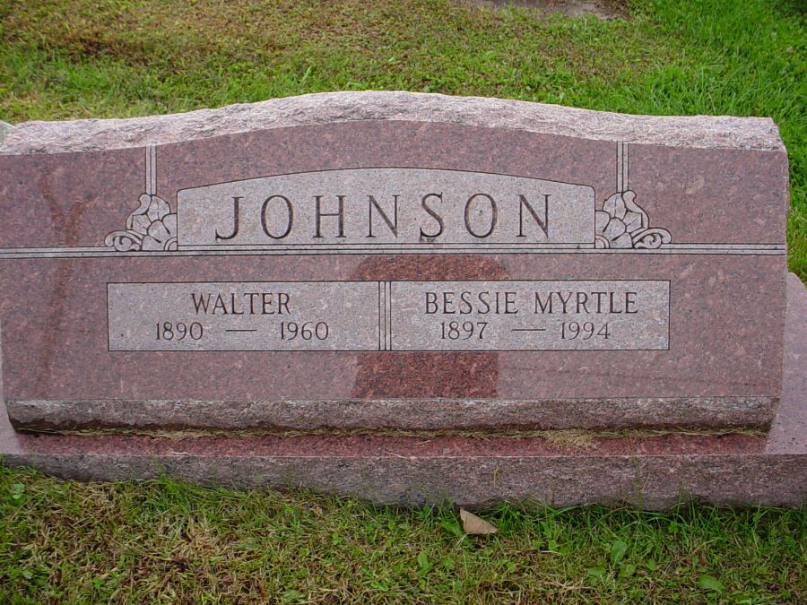  Walter & Bessie M. Johnson Headstone Photo, Auxvasse Cemetery, Callaway County genealogy