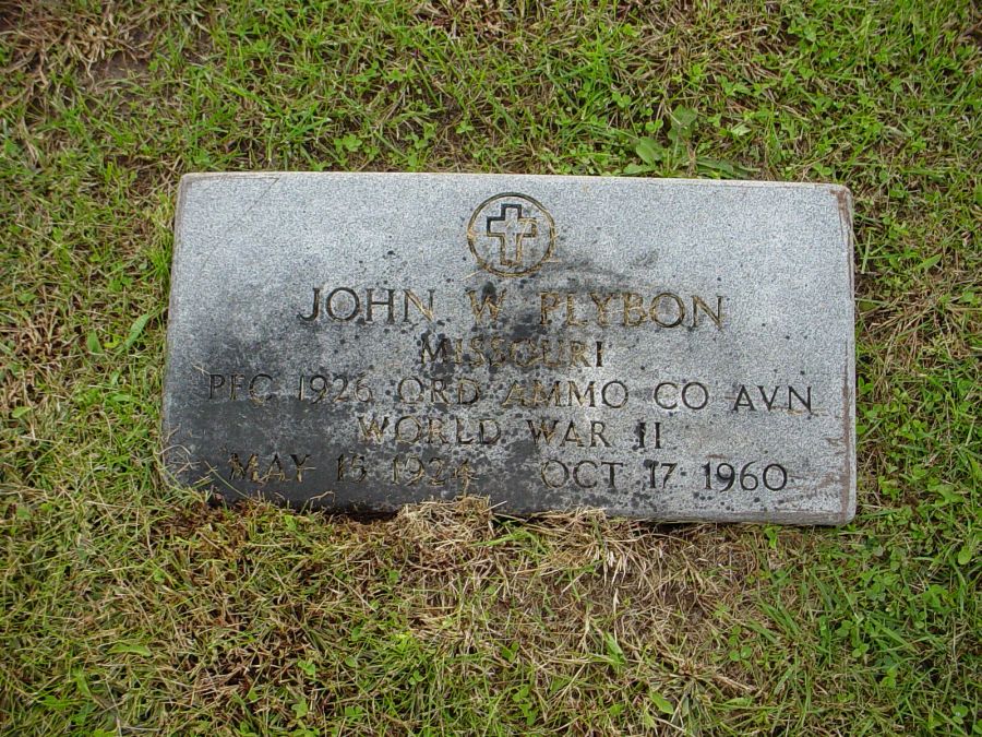  John W. Plybon Headstone Photo, Auxvasse Cemetery, Callaway County genealogy