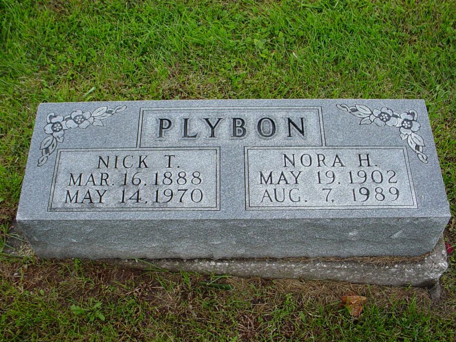  Nick T. & Nora H. Plybon Headstone Photo, Auxvasse Cemetery, Callaway County genealogy