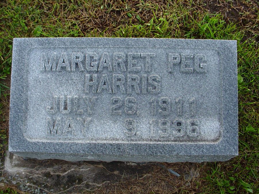  Margaret Peg Harris Headstone Photo, Auxvasse Cemetery, Callaway County genealogy