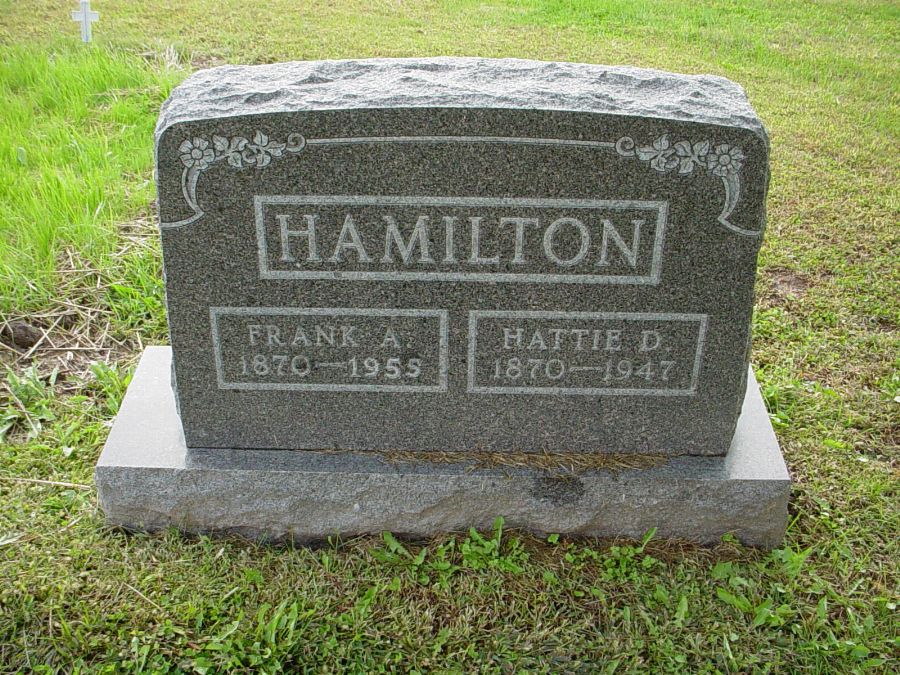  Frank A. Hamilton & Hattie D. Nichols Headstone Photo, Auxvasse Cemetery, Callaway County genealogy