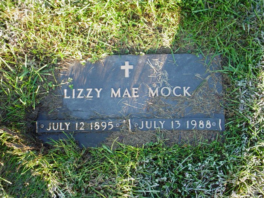  Lizzy Mae Mock Headstone Photo, Auxvasse Cemetery, Callaway County genealogy