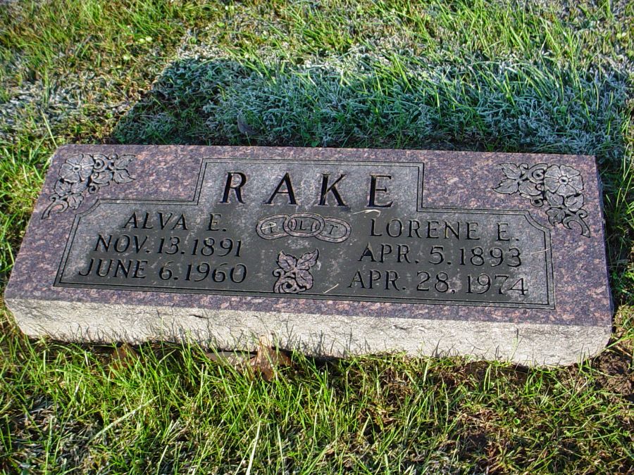  Alva E. & Lorene E. Rake Headstone Photo, Auxvasse Cemetery, Callaway County genealogy