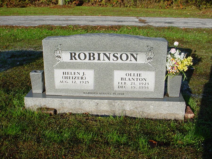  Ollie B. Robinson & Helen J. Heizer Headstone Photo, Auxvasse Cemetery, Callaway County genealogy