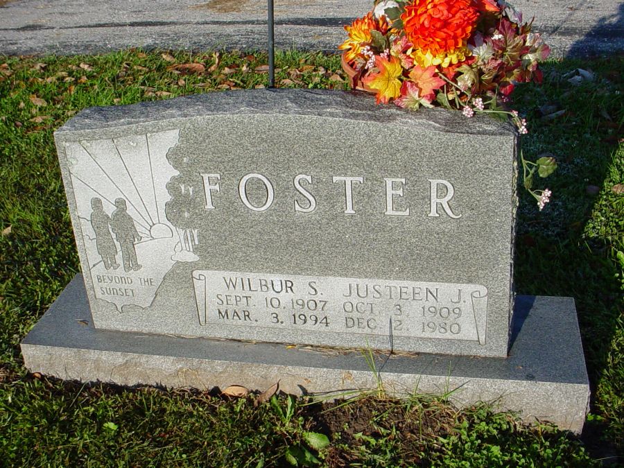  Wilbur S. Foster & Justeen J. Garrett Headstone Photo, Auxvasse Cemetery, Callaway County genealogy