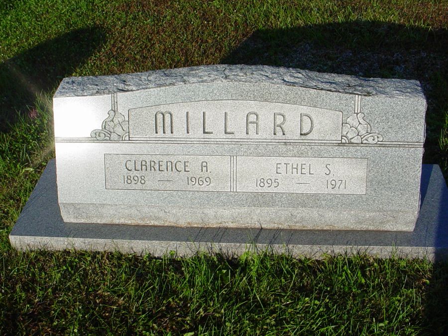  Clarence A. Millard & Ethel Smart Headstone Photo, Auxvasse Cemetery, Callaway County genealogy
