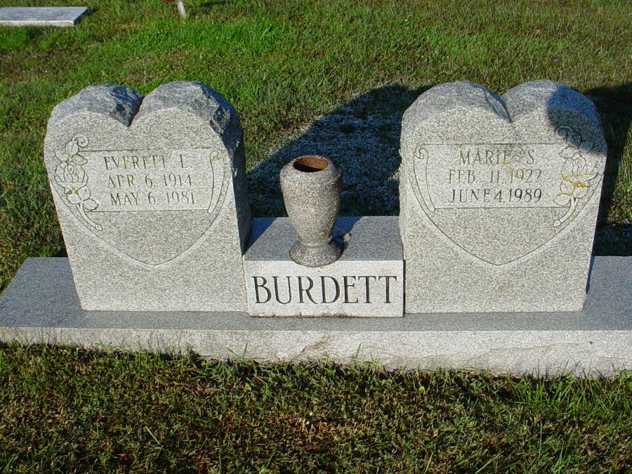  Everett T. & Marie S. Burdett Headstone Photo, Auxvasse Cemetery, Callaway County genealogy