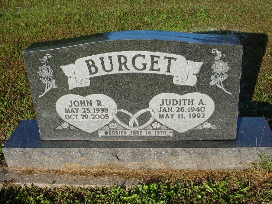  John R. & Judith A. Burget Headstone Photo, Auxvasse Cemetery, Callaway County genealogy
